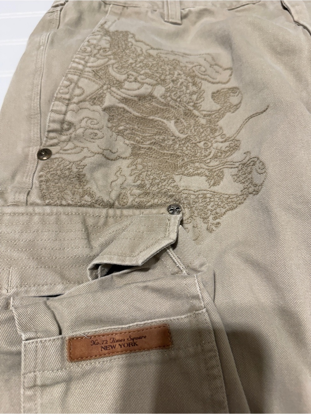Vintage Marc Ecko Unltd A Cut Above Cargo Pants 33" Y2K Dragon Embroidery - Picture 7 of 13